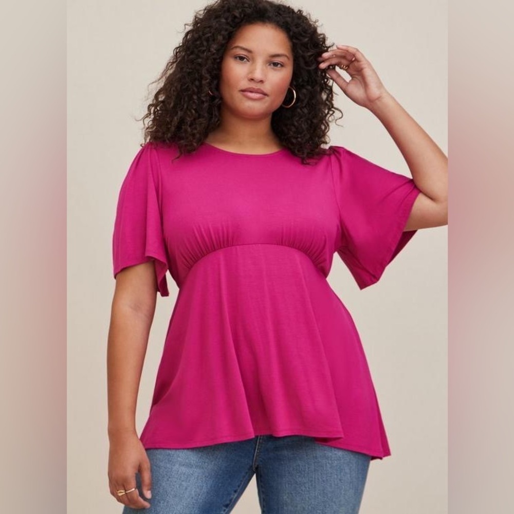 Torrid Babydoll Knit Flutter Sleeve Tie Back Top Size 4X NWT